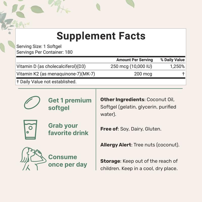 Vitamin D3 + K2 | Virgin Coconut Oil