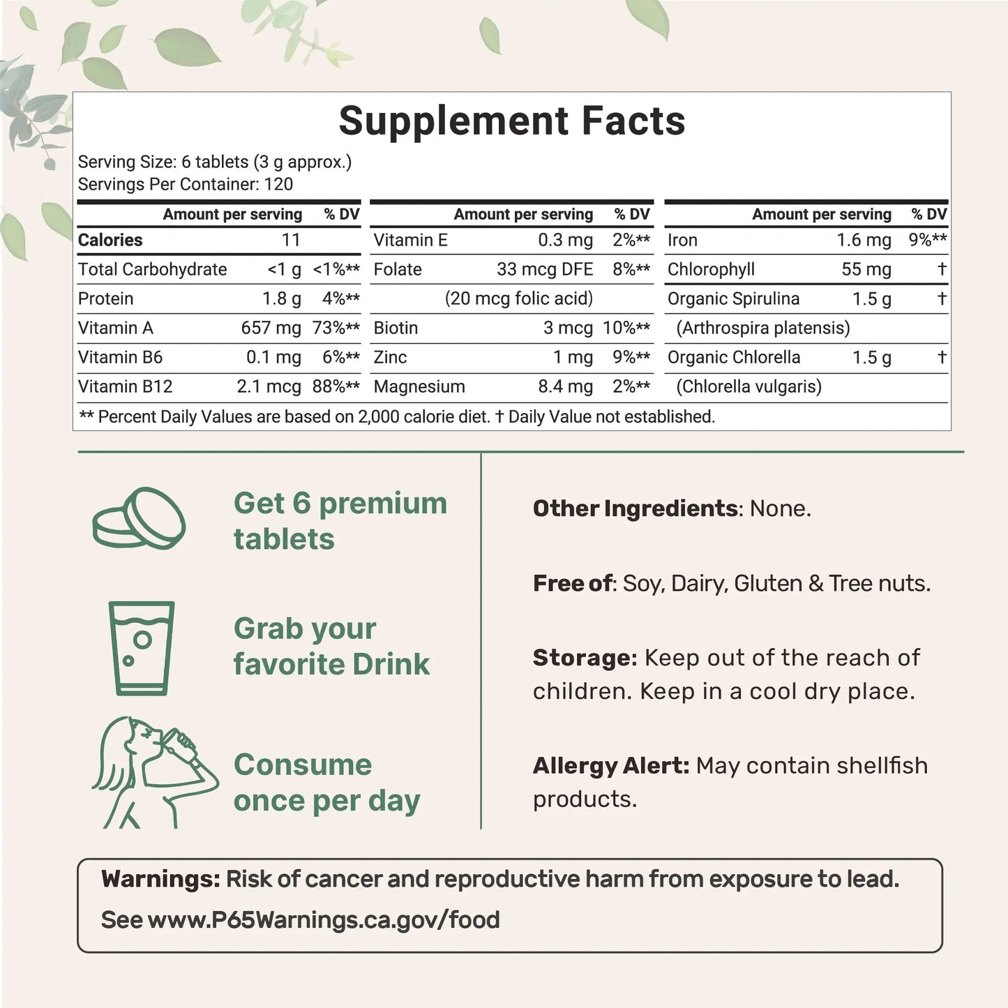 Organic Spirulina & Chlorella Tablets
