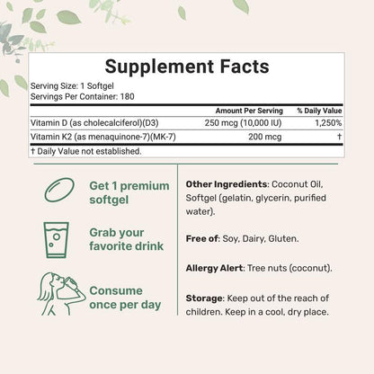 Vitamin D3 + K2 | Virgin Coconut Oil