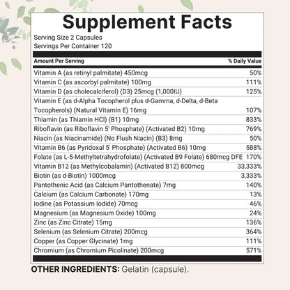 Methylated Multivitamin | with Vitamins C, D, B12