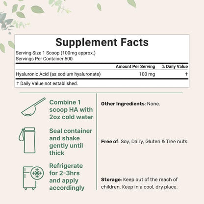 Hyaluronic Acid Powder, DIY Facial Serum, Skin Hydration Care Formula