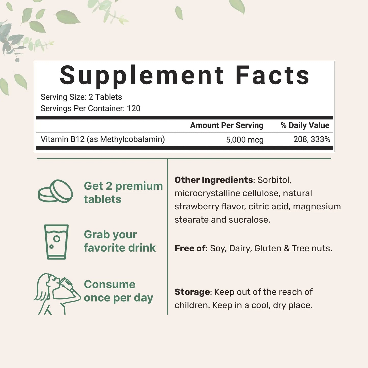 Vitamin B12 5000mcg | Methyl B12 Active Form