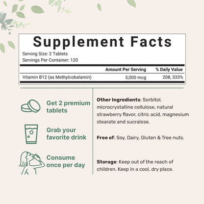 Vitamin B12 5000mcg | Methyl B12 Active Form