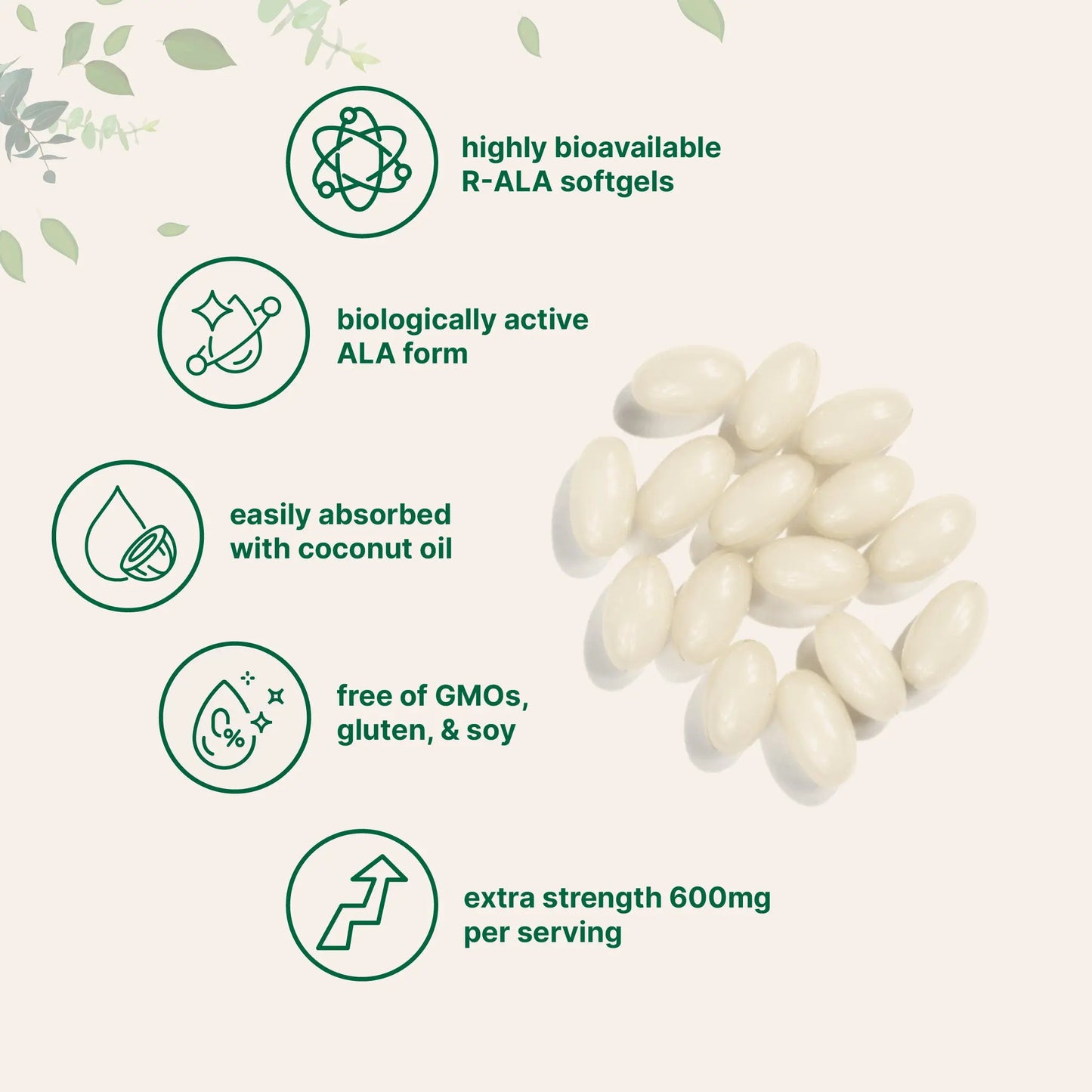 R Alpha Lipoic Acid 600mg with Coconut Oil